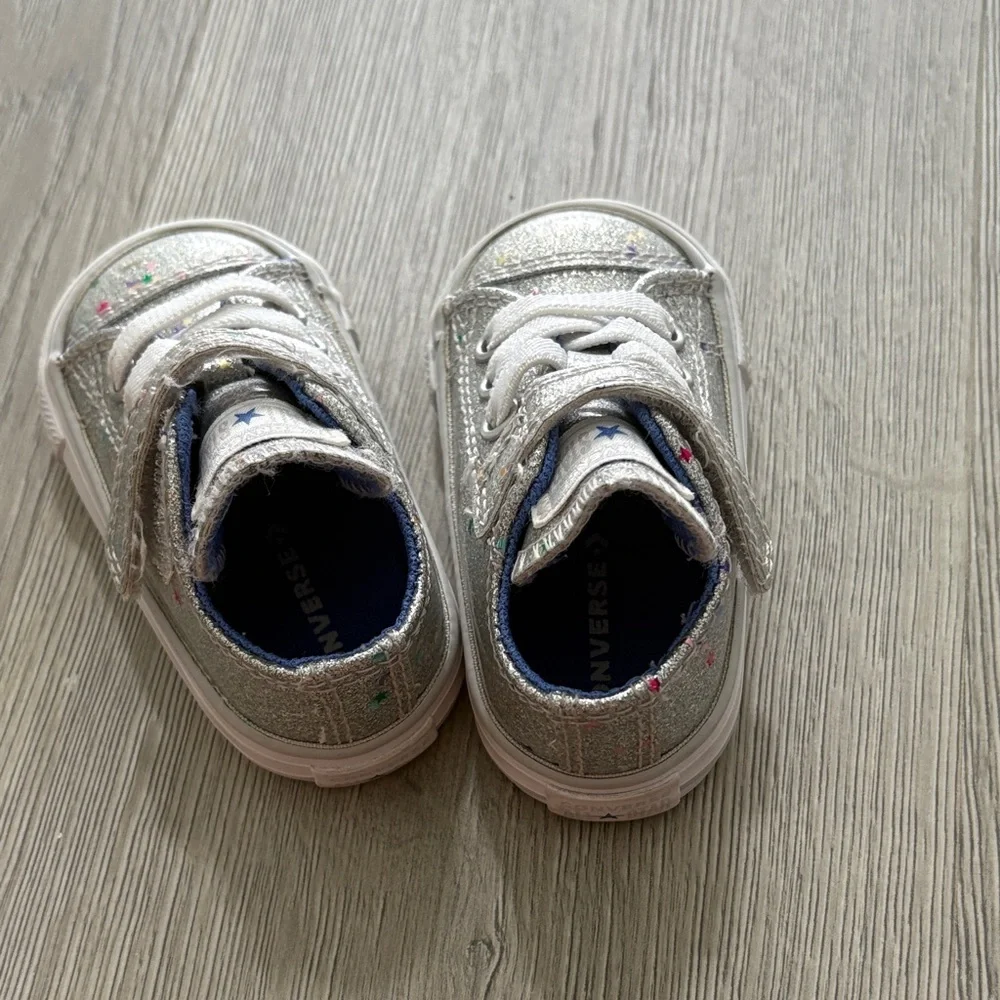 Converse Kids' Sparkly Silver Sneakers